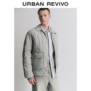  URBAN REVIVO 复古翻领 男士羽绒服  中灰 L