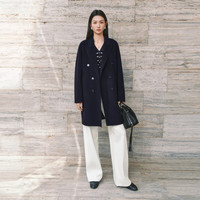 伊芙丽（eifini）【送水桶包】蒋欣代言伊芙丽戗驳领西装式大气羊绒毛呢外套2025秋 藏冬青 72.0%绵羊毛 28.0%山羊绒 送价值798水桶包 S 90-110斤