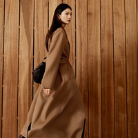 伊芙丽（eifini）【送月牙包】蒋欣大衣 高克重30%羊绒重工呢大衣2025秋季新款毛呢 驼色 送价值798真牛皮包包