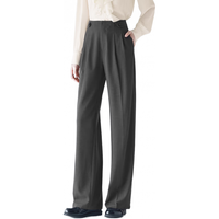 伊芙丽（eifini）蒋欣代言立裁职场通勤显瘦窄版直筒拖地裤子女2025春季 灰色 S 80-105斤