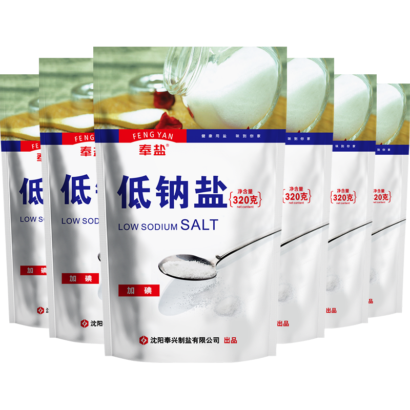 奉盐 碘盐320g*6袋加碘低钠盐含碘家用食用盐调味品碘精制盐