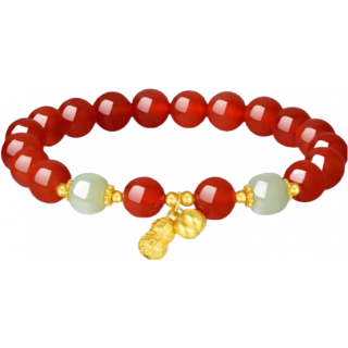 移动端、京东百亿补贴：周大生 花生吊坠红玛瑙银手串