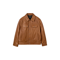 COACH 奥莱男士男装皮革TRUCKER夹克外套红色 橙红色 L