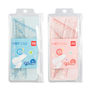 得力 小学生软套尺(直尺+三角尺+量角器)绘图3件套考研开学好物文具礼物中考套装尺子