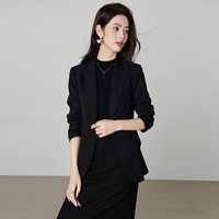 晚白2025年秋冬纯色气质上衣翻驳领干练利落通勤西装外套女