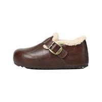 百丽（Belle）张凌赫同款厚底全麦吐司2代勃肯鞋女商场款E1H1DCM5 啡色皮面-毛里 34 (220mm)