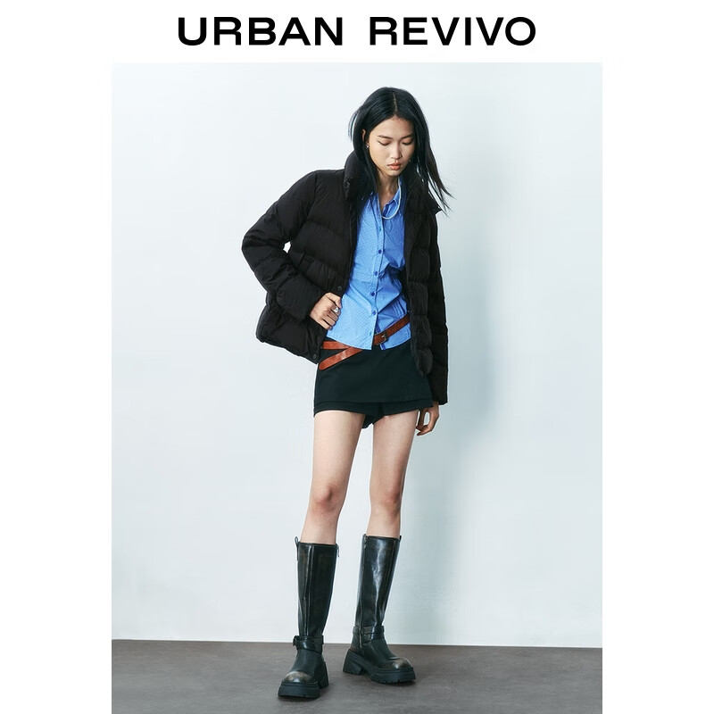 UR2025秋季女装简约休闲百搭绗缝羽绒服外套UYY150031+ 黑色 M