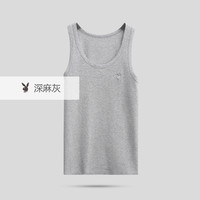花花公子男士背心男棉亲肤透气紧身运动男式无袖打底跨栏男士汗衫 灰色 L