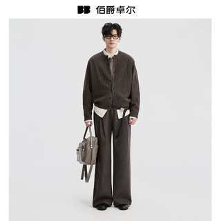 伯爵卓尔 Earl Joel【含羊毛】提花设计开衫针织衫男士2025秋冬季毛衣男 Y541552 学院蓝 2XL (185)