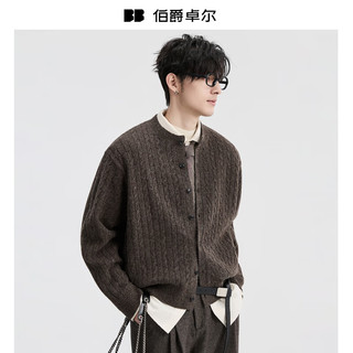 伯爵卓尔 Earl Joel【含羊毛】提花设计开衫针织衫男士2025秋冬季毛衣男 Y541552 学院蓝 2XL (185)