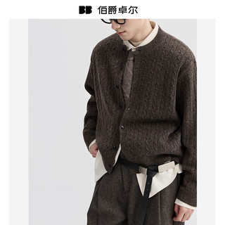 伯爵卓尔 Earl Joel【含羊毛】提花设计开衫针织衫男士2025秋冬季毛衣男 Y541552 学院蓝 2XL (185)