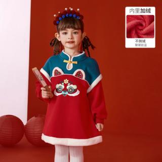 jellybaby 秋冬儿童裙子女童中国风连衣裙公主裙童装拜年服