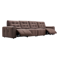 左右劳伦斯零靠墙电动功能沙发头层牛皮沙发 6067大四双电动 深咖 咖色