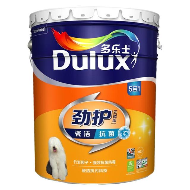 多乐士 乳胶漆劲护无添加竹炭瓷洁抗菌五合一油漆涂料A8145 18L定制品