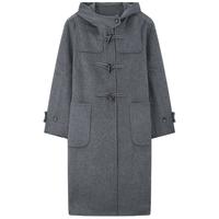 MB MindBridge2024新款学院风牛角扣毛呢大衣冬季女连帽羊毛外套