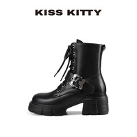 移动端、88VIP：KISSKITTY厚底马丁靴女英伦风2025年秋季新款皮带扣增高复古短靴