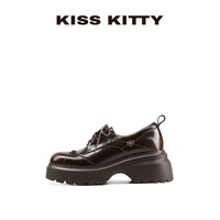 移动端、88VIP：KISSKITTY一脚蹬乐福鞋女厚底粗跟英伦风小皮鞋通勤百搭增高单鞋