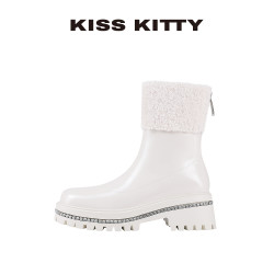 KISSKITTY雪地靴女2025新款厚底水钻加厚毛保暖毛毛靴羊毛短靴子