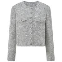 欧时力 秋季双色花式织高级感正肩小香风羽绒外套女