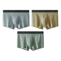 猫人（MiiOW）时尚条纹男士内裤男纯棉抑菌短裤透气四角裤衩裤头男平角裤3条装