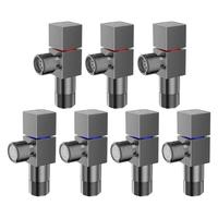 潜水艇（Submarine）枪灰色黄铜加厚三角阀八字阀套装红蓝标国标4分七只装4冷+3热