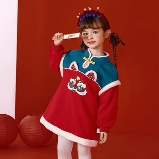 JELLYBABY 【加绒国风潮】秋冬儿童裙子女童中国风连衣裙公主裙童装拜年服