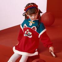 jellybaby 秋冬儿童裙子女童中国风连衣裙公主裙童装拜年服