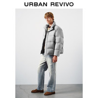 UR2025冬季男装户外休闲绗缝立领宽松羽绒服UMM150013 冷灰 S