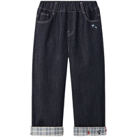 马骑顿【加绒】MQD女童25冬学院风卷边直筒裤亲肤保暖牛仔裤 原牛仔色 160