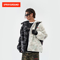 SPRAYGROUND 2025秋冬鲨鱼嘴毛绒棉服外套男连帽保暖高领拼接棉衣 深灰色 （多码可选）