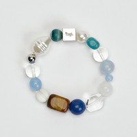 Tagi.彩色天然石玛瑙琥珀能量珍珠串珠配饰多巴胺手链