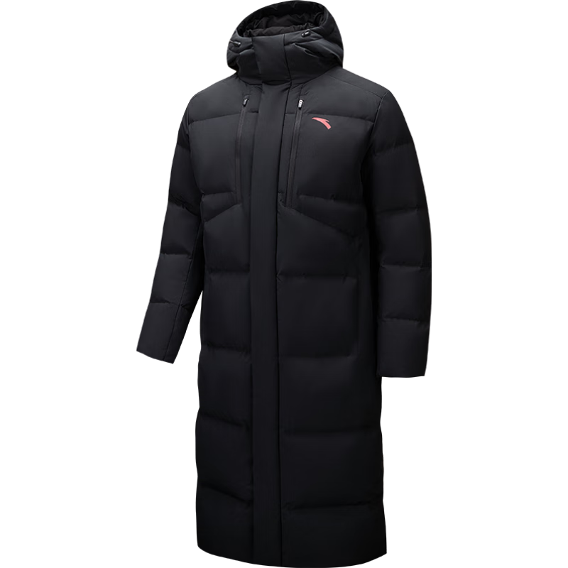 安踏【林孝埈同款】六度芯羽绒服丨长款运动羽绒服男冬季保暖外套 基础黑-2 L (男175)