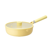 京东京造 平底锅 煎锅不粘陶瓷家用煎蛋煎牛排锅24cm黄色 【陶瓷0氟不粘】深煎锅24cm 黄
