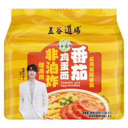 五谷道场 非油炸方便面 番茄鸡蛋面五连包115gx5袋泡面休闲零食