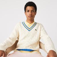 Lacoste 法国鳄鱼秋冬男士V领时尚休闲保暖撞色毛衣羊毛衫男士毛衣时尚