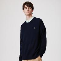 LACOSTE 法国鳄鱼男装秋冬纯色打底基础款休闲羊毛针织衫男士时尚百搭潮流