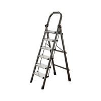 艾瑞科梯子家用折叠梯人字梯铝合金踏板加厚室内外装修多功能梯楼梯 加厚铝合金踏板经典黑六步梯