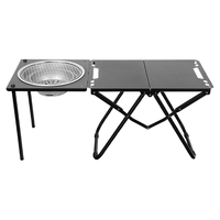 小魔户外折叠桌IGT战术桌炭烤炉多功能露营桌便携露营装备全套 黑