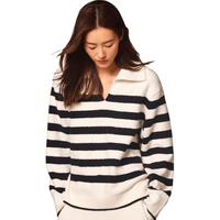 ubras刘雯同款慕斯绒条纹家居服套装冬季保暖睡衣女 小翻领-白色 XL 