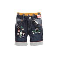 Mikihouse男女童裤子豪华刺绣短裤小黑熊度假7分长Double_B