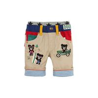 Mikihouse男女童裤子豪华刺绣短裤小黑熊度假7分长Double_B