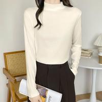 爱黛 亲肤软糯 秋冬半高领打底衫女内搭修身纯色高级感T恤上衣可外穿