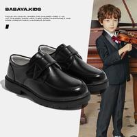 Babaya 男童软底单鞋儿童黑色英伦风百搭男孩演出小皮鞋