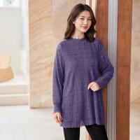 慕姗诗怡 大码女装2025新款冬装气质半高领宽松长袖磨毛蕾丝衫