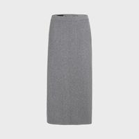 ZARA 女式侧开叉休闲简约拉链高腰过膝中长款A字毛呢半身裙