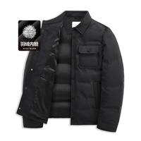 与狼共舞 秋冬时尚防风翻领口袋工装风外套男士厚羽绒服