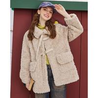 保暖慵懒感设计大口袋女式外套新休闲百搭上衣