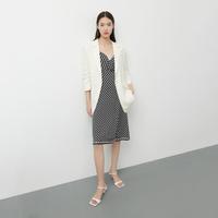 LILY 垂坠醋酸一粒扣九分袖西装外套