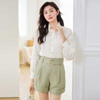 朗文斯汀 2023年秋花边立领长袖内搭外穿小衫女式衬衫
