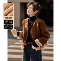 限尺码：苏醒的乐园 冬季时尚百搭圆领加绒加厚保暖宽松休闲上衣仿羊羔毛皮草外套